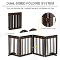 Load image into Gallery viewer, Freestanding Pet Gate 4 Panel Wooden Dog Barrier Folding Safety Fence with Support Feet up to 204cm Long 61cm Tall for Doorway Stairs Brown
