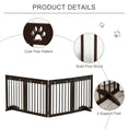 Load image into Gallery viewer, Freestanding Pet Gate 4 Panel Wooden Dog Barrier Folding Safety Fence with Support Feet up to 204cm Long 61cm Tall for Doorway Stairs Brown
