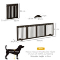 Load image into Gallery viewer, Freestanding Pet Gate 4 Panel Wooden Dog Barrier Folding Safety Fence with Support Feet up to 204cm Long 61cm Tall for Doorway Stairs Brown
