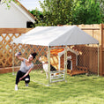 Load image into Gallery viewer, Outdoor Dog Kennel with Roof, Heavy Duty Dog Run Outdoor Fence Cage with Adjustable & Rotating Bowls, Waterproof UV-Resistant Cover, Secure Lock, 6.6' x 6.6' x 5.1'
