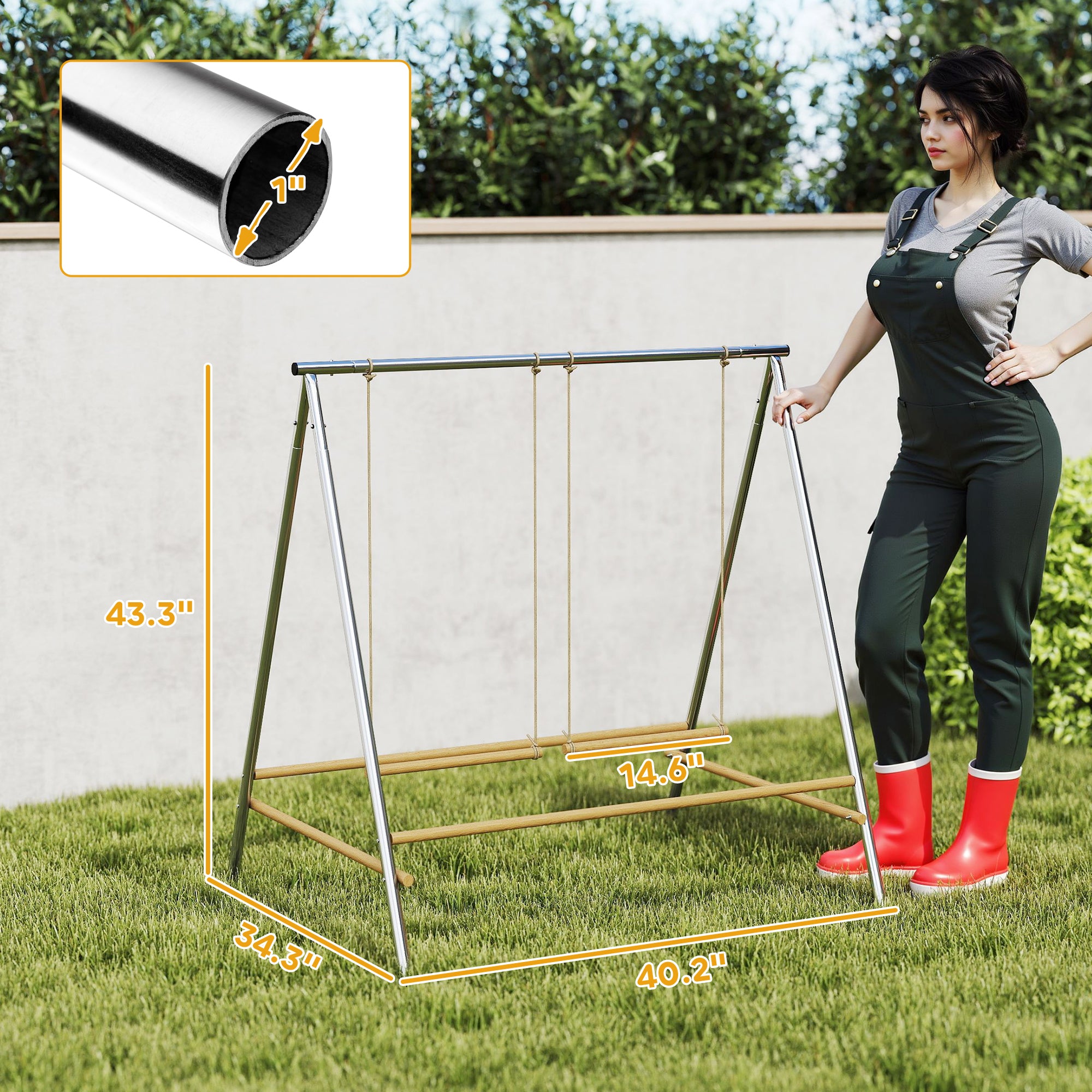 Chicken Perch for Coop, Chicken Roosting Bars with 2 Adjustable Swings, Coop Accessories for Farm, Backyard, Silver