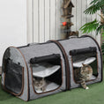 Charger l'image dans la visionneuse de la galerie, 39" Travel Pet Carrier, Portable Soft-Sided Cat Carrier with Divider, Two Compartments, Soft Cushions & Storage Bag, Grey
