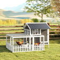 Load image into Gallery viewer, Wooden Chicken Coop with Run for 1-2 Chickens, Hen House with Nesting Box, Removable Tray, Fence, Outdoor Poultry Cage, 68" x 59" x 42" , Gray
