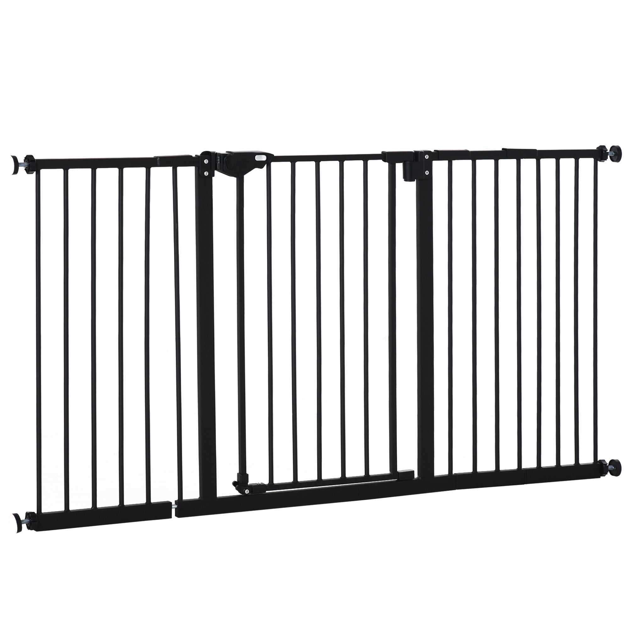 Dog Gate Stair Gate Pressure Fit Pets Barrier Auto Close for Doorway Hallway, 74-148cm Wide Adjustable, Black