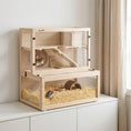 Load image into Gallery viewer, Wooden Hamster Cage, Large Gerbil Cage with Hut, Wheel, Ramps, 3 Tier Small Animal Habitat with Removable Viewing Panels, 80 x 50 x 84 cm, Natural
