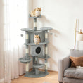 Load image into Gallery viewer, Cat Tree, 62" Multi-Level Cat Tower with Scratching Posts, 2 Condos, Hammock, Perches, Plush, Pompoms, for Indoor Kittens Playing, Resting, Sleeping, Light Grey
