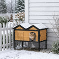 Load image into Gallery viewer, Outdoor Cat House Wooden with Removable Liner, Raised Cat Shelter Outdoor Indoor, Weatherproof Asphalt Roof, Wide Side Cleaning Door, PVC Curtain, 1 Cat up to 10 kg

