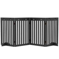 Freestanding Pet Gate 4 Panel Dog Barrier Folding Safety Fence with Support Feet up to 80.25" Long 29.5" Tall for Doorway Stairs Black