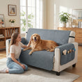 Load image into Gallery viewer, Waterproof Sofa Cover 2 Seater, Soft Couch Cover for Dogs Cats Pets, Non Slip Sofa Slipcoevr with Elastic Straps Furniture Protector for Living Room, Grey
