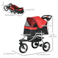 Load image into Gallery viewer, Luxury Pet Stroller Lightweight Dog Cat Travel Carriage with 3-Rubber Wheels, One-click Folding Design, Adjustable Canopy, Zippered Mesh Window Door, Red
