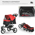 Load image into Gallery viewer, Luxury Pet Stroller Lightweight Dog Cat Travel Carriage with 3-Rubber Wheels, One-click Folding Design, Adjustable Canopy, Zippered Mesh Window Door, Red
