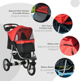 Load image into Gallery viewer, Luxury Pet Stroller Lightweight Dog Cat Travel Carriage with 3-Rubber Wheels, One-click Folding Design, Adjustable Canopy, Zippered Mesh Window Door, Red
