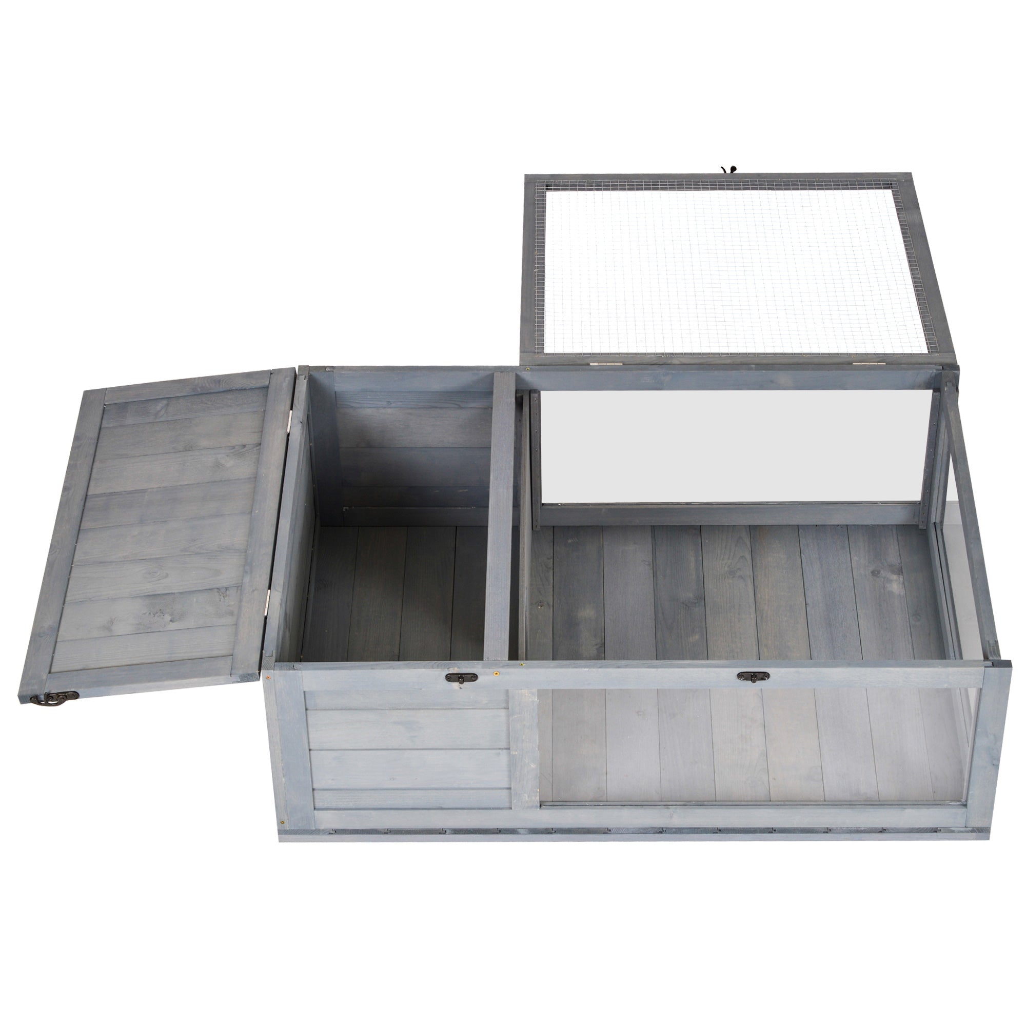 Wood Tortoise House Indoor Outdoor Turtle Habitat Reptile Cage for Lizards, Geckos, 35.8" x 23.8" x 12.6", Grey