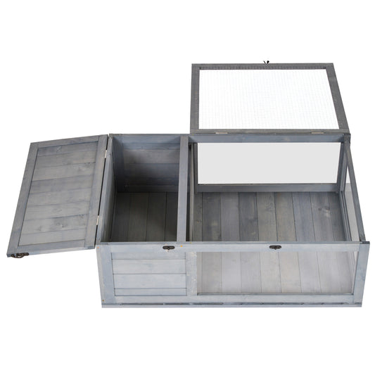 Wood Tortoise House Indoor Outdoor Turtle Habitat Reptile Cage for Lizards, Geckos, 35.8" x 23.8" x 12.6", Grey
