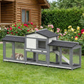 Load image into Gallery viewer, Large Rabbit Hutch, 2-Tier Wooden Guinea Pig Hutch with Double Side Run Boxes, Outdoor Bunny Cage Hide House with Waterproof Roof, Sliding Tray, Ramp, 230 x 53 x 93.5cm, Light Grey
