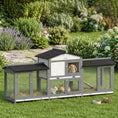 Load image into Gallery viewer, Large Rabbit Hutch, 2-Tier Wooden Guinea Pig Hutch with Double Side Run Boxes, Outdoor Bunny Cage Hide House with Waterproof Roof, Sliding Tray, Ramp, 230 x 53 x 93.5cm, Light Grey
