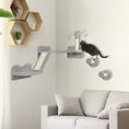Load image into Gallery viewer, Cat Wall Furniture, 3 Piece Cat Shelves with Scratching Posts, Scratching Pads, Perches, Cat Wands, Toy Balls, Corner Design Cat Wall Shelves for Indoor Cats, Kittens, Light Grey
