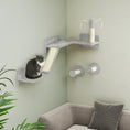 Load image into Gallery viewer, Cat Wall Furniture, 3 Piece Cat Shelves with Scratching Posts, Scratching Pads, Perches, Cat Wands, Toy Balls, Corner Design Cat Wall Shelves for Indoor Cats, Kittens, Light Grey
