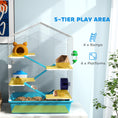 Charger l'image dans la visionneuse de la galerie, Large Hamster Cage, 5-Tier Small Animal House and Habitats for Gerbil Mice with Platforms, Food Bowl, Water Bottle, Hideout, Ramps & Exercise Wheel, Light Blue

