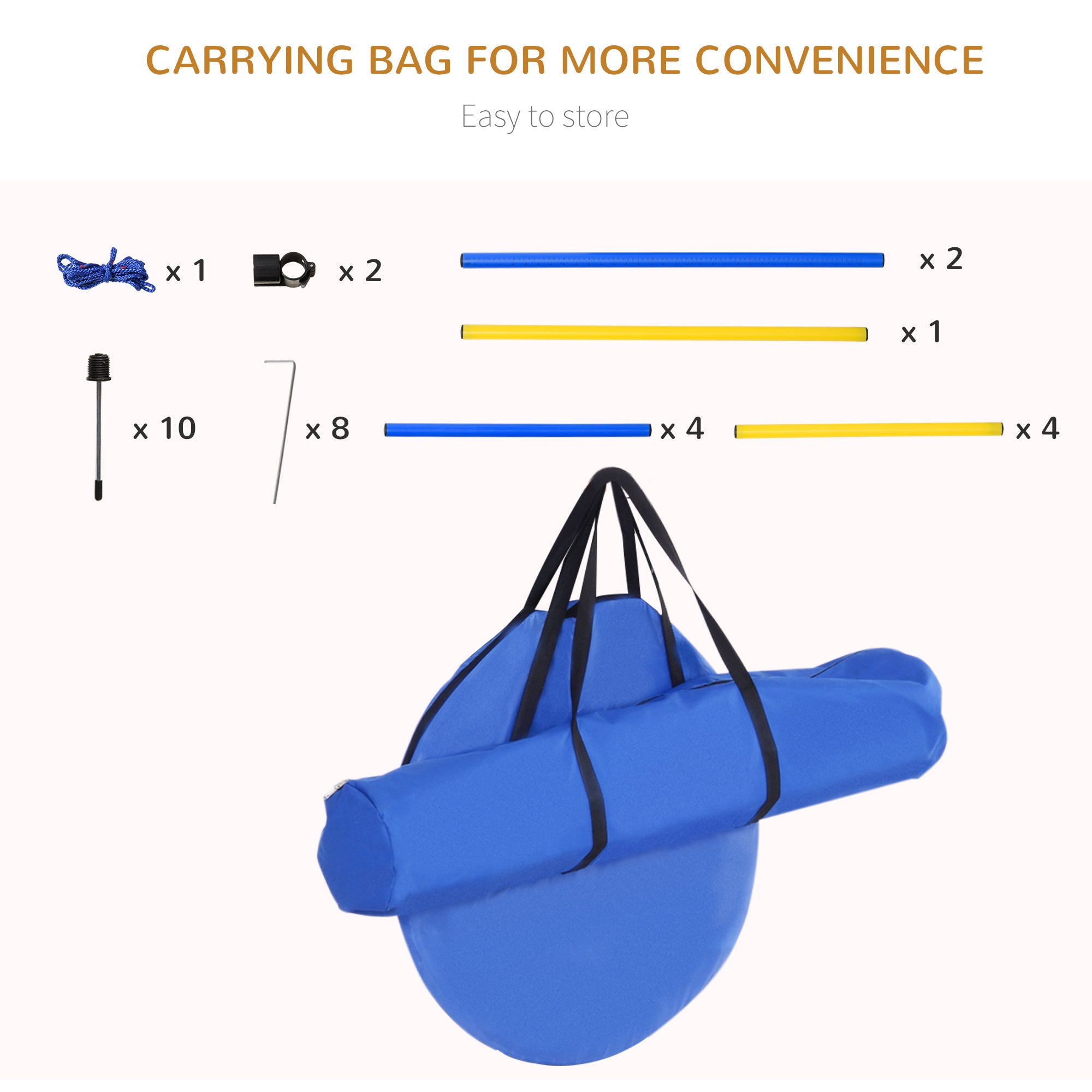 4PC Obstacle Dog Agility Training Course with Jump Hurdle, Tunnel, Pause Box, Weave Poles and Carrying Bag, Backyard Competitive Equipment- Blue/Yellow