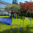 Load image into Gallery viewer, 4PC Obstacle Dog Agility Training Course with Jump Hurdle, Tunnel, Pause Box, Weave Poles and Carrying Bag, Backyard Competitive Equipment- Blue/Yellow
