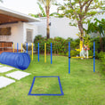 Load image into Gallery viewer, 4PC Obstacle Dog Agility Training Course with Jump Hurdle, Tunnel, Pause Box, Weave Poles and Carrying Bag, Backyard Competitive Equipment- Blue/Yellow
