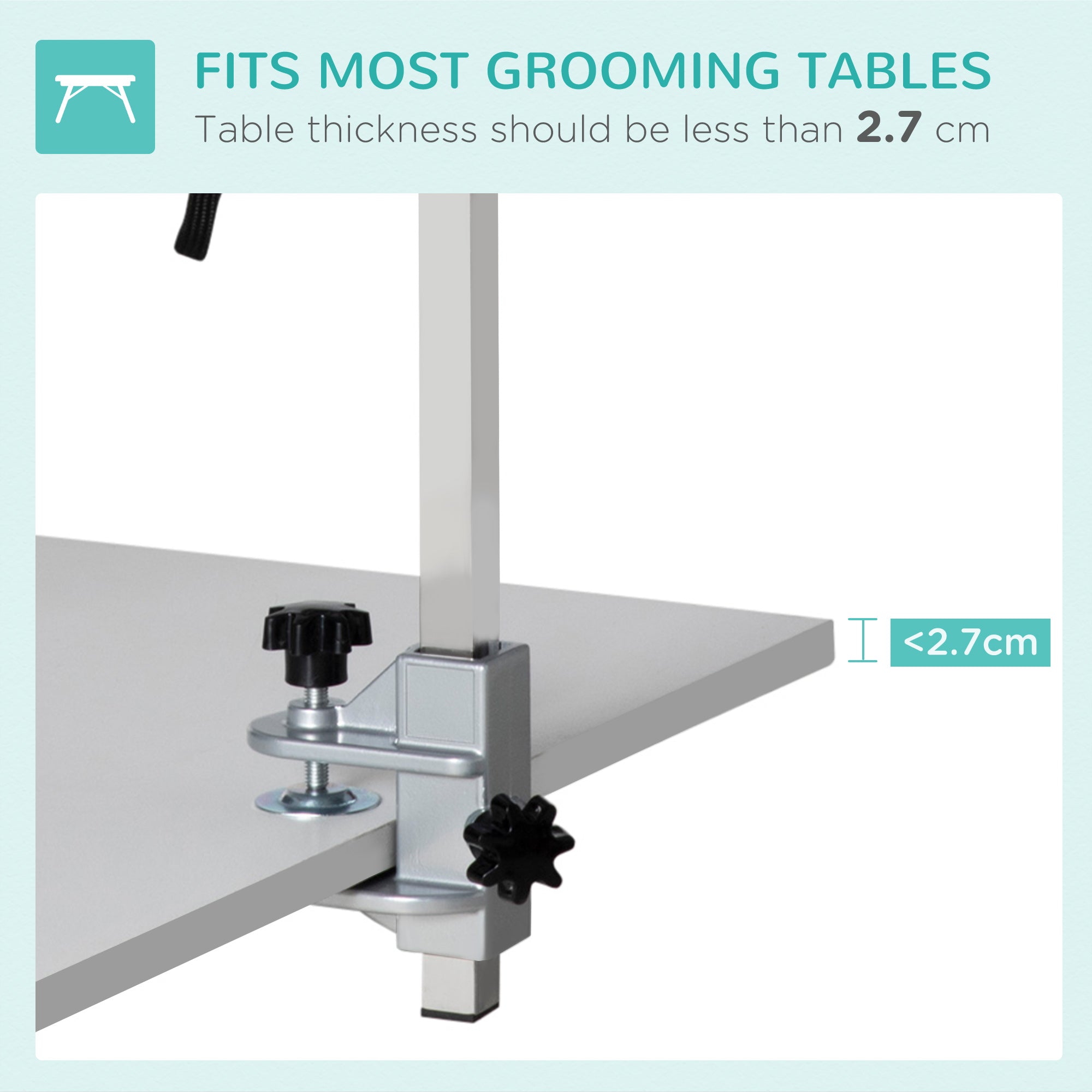 Foldable Pet Grooming Arm w/ Clamp 30 Inch Height Adjustable, Dog Grooming Loop, Two No Sit Haunch Holders for Small Medium Dogs, Sliver