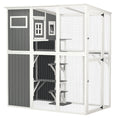 Charger l'image dans la visionneuse de la galerie, Wooden Cat Catio, 66.5"L Walk in Outdoor Cat House with PVC Weather Protection Roof, Multiple Platforms, Lockable Doors, Resting Condo, Observation Window, for 2 Cats
