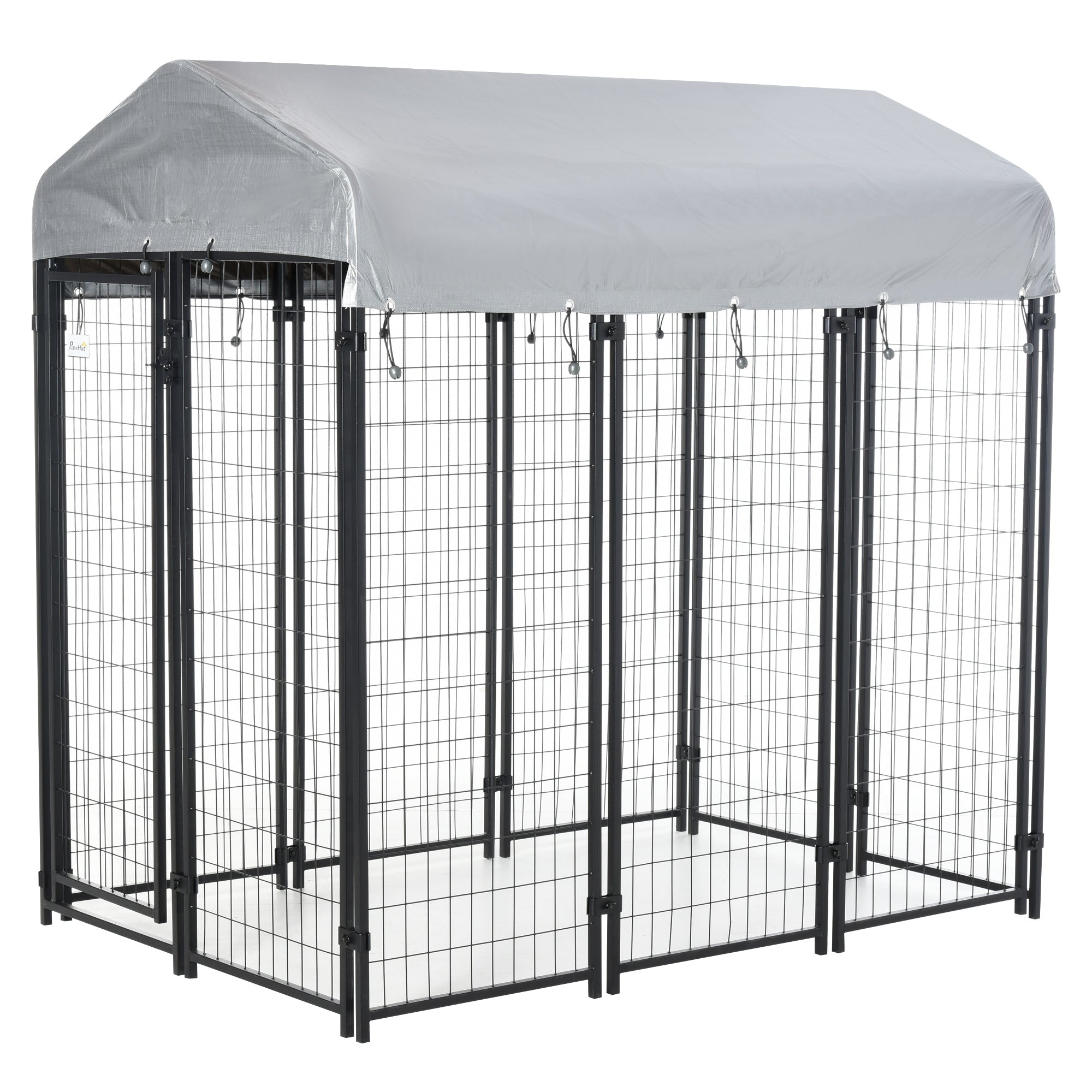 6' x 4' x 6' Large Outdoor Dog Kennel Run Steel Fence with UV-Resistant Oxford Cloth Roof & Secure Lock