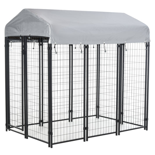 6' x 4' x 6' Large Outdoor Dog Kennel Run Steel Fence with UV-Resistant Oxford Cloth Roof & Secure Lock