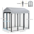 Load image into Gallery viewer, 6' x 4' x 6' Large Outdoor Dog Kennel Run Steel Fence with UV-Resistant Oxford Cloth Roof & Secure Lock
