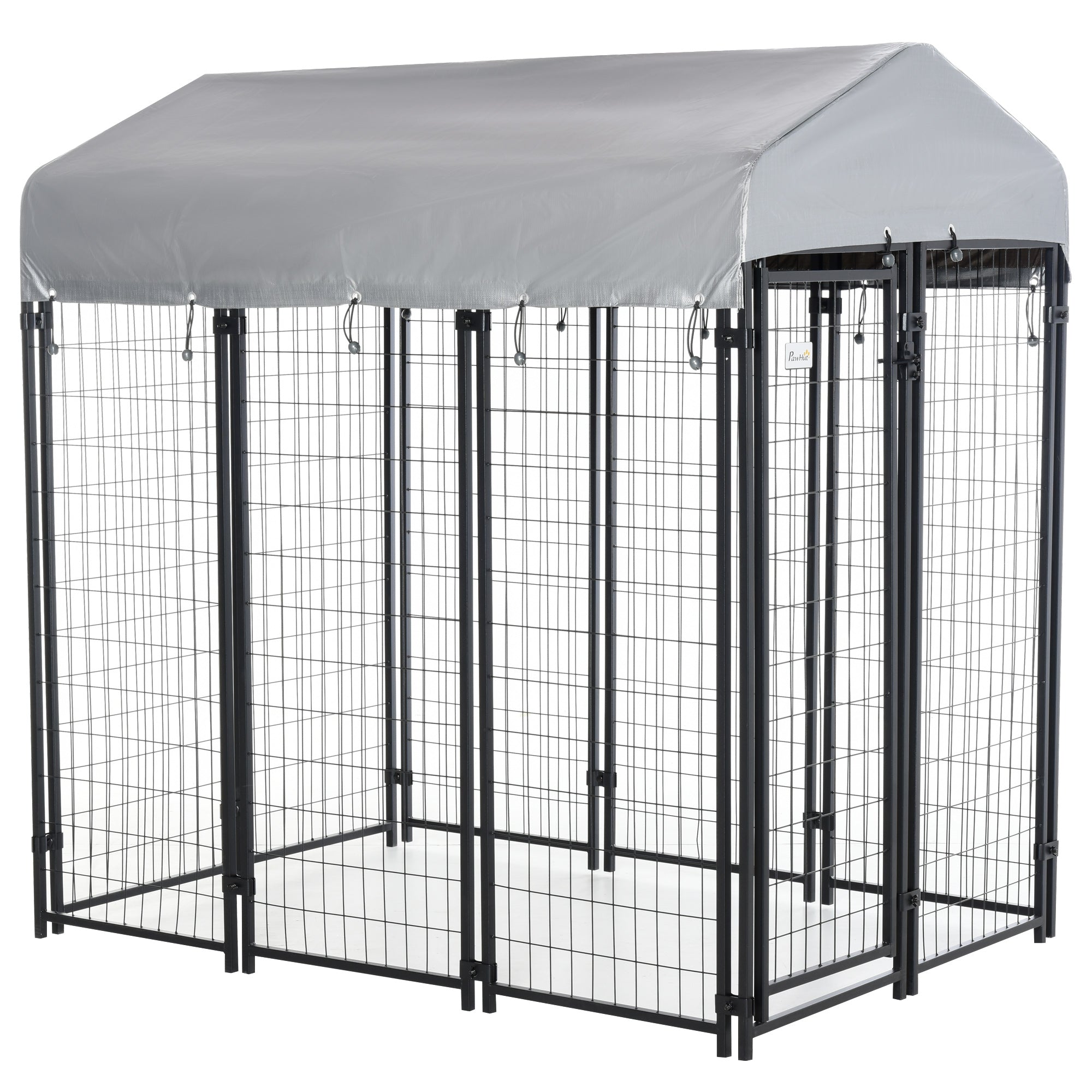 6' x 4' x 6' Large Outdoor Dog Kennel Run Steel Fence with UV-Resistant Oxford Cloth Roof & Secure Lock
