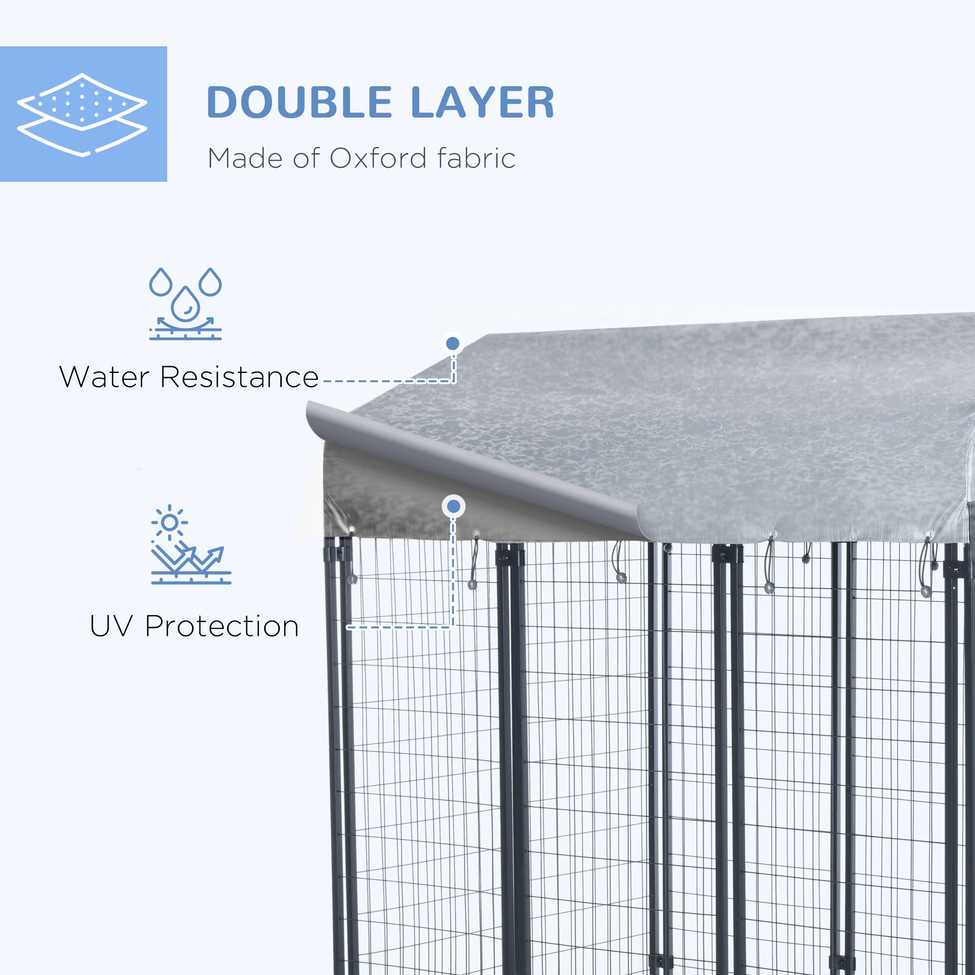 6' x 4' x 6' Large Outdoor Dog Kennel Run Steel Fence with UV-Resistant Oxford Cloth Roof & Secure Lock