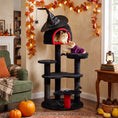 Load image into Gallery viewer, Gothic Cat Tree, 155cm Cat Tower for Indoor Kittens, Multi-Level Stable Kitten Activity Centre with Sisal Scratching Posts, Bed and Condo for Climbing, Playing, Relaxing, Black, Halloween
