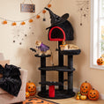 Load image into Gallery viewer, Gothic Cat Tree, 155cm Cat Tower for Indoor Kittens, Multi-Level Stable Kitten Activity Centre with Sisal Scratching Posts, Bed and Condo for Climbing, Playing, Relaxing, Black, Halloween
