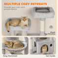 Load image into Gallery viewer, 79" Tall Cat Tree for Indoor Large Cats Adult, Multi-Level Kitty Tower Split Baseboard, 2 Condos, 2 Beds, 5 Sisal Scratching Posts, Hammock, Self-Grooming Brush
