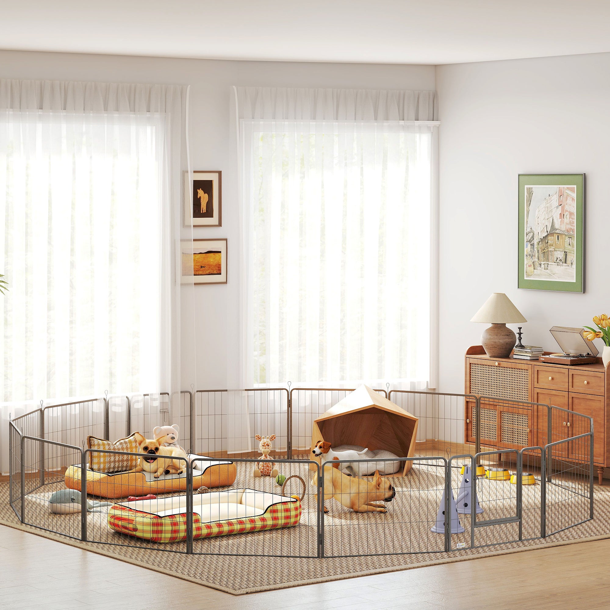 Dog Pen, 16 Panels Puppy Pen 60cm High, Heavy Duty Pet Playpen Portable for Indoor Outdoor, for Dogs, Ducks