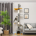 Load image into Gallery viewer, Floor to Ceiling Cat Tree, Cat Tower with 90.5"-108" Adjustable Height, 5 Tier Activity Centre with Scratching Posts, Hammock, Condo, Toy Ball for Indoor Cats, Light Grey

