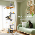 Load image into Gallery viewer, Floor to Ceiling Cat Tree, Cat Tower with 90.5"-108" Adjustable Height, 5 Tier Activity Centre with Scratching Posts, Hammock, Condo, Toy Ball for Indoor Cats, Light Grey
