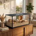 Load image into Gallery viewer, Large Hamster Cage, Chewproof Metal Rat Cage with Deep Base, Openable Top & Excellent Ventilation, Transparent Small Animal Habitat for Syrian Dwarf Hamster, Gerbil, 100 x 50 x 52.5 cm, Black
