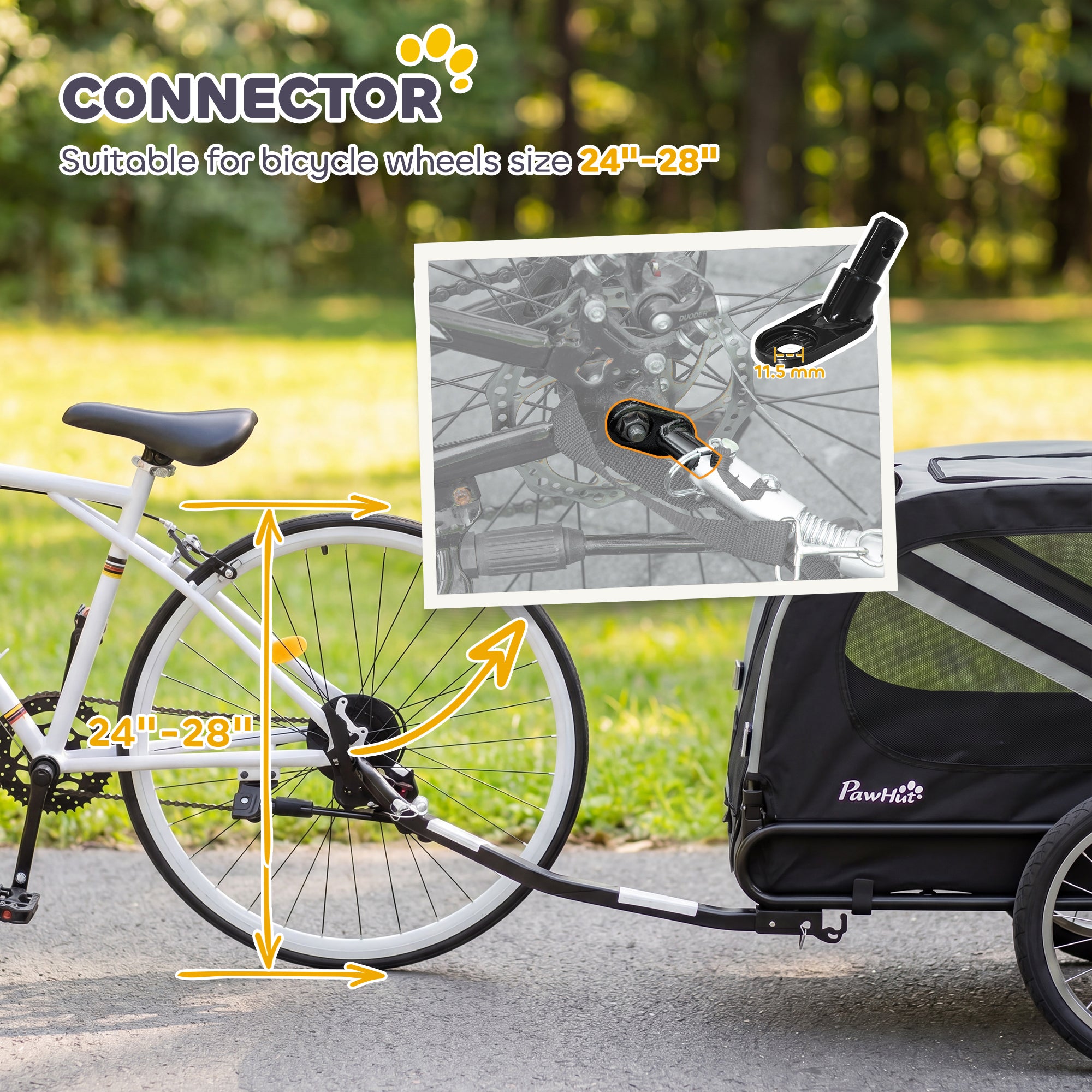 Dog Bike Trailer, 2-in-1 Dog Wagon Pet Stroller for Travel with Universal Wheel Reflectors Flag, for Small and Medium Dogs, Grey