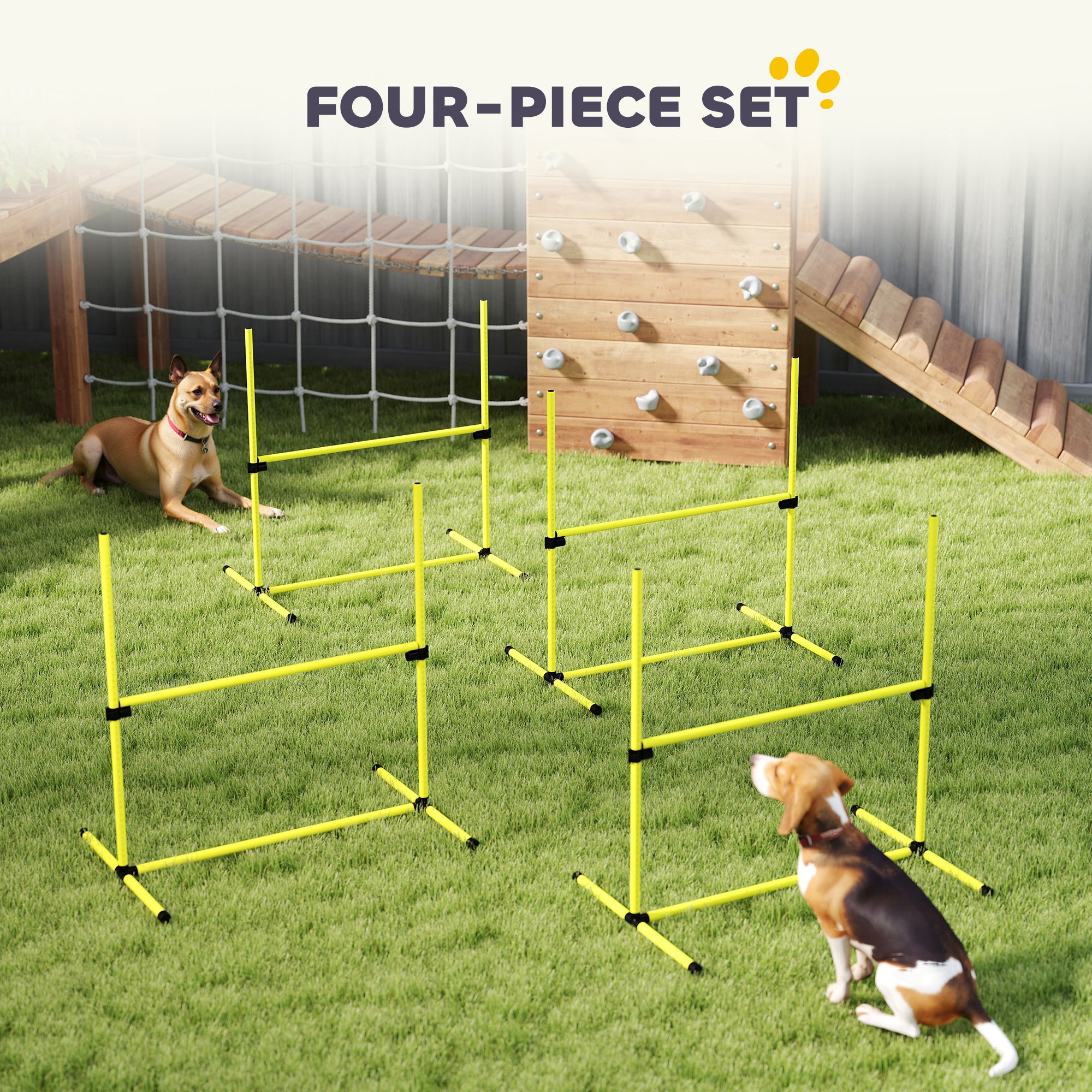 39"L Dog Agility Training Equipment for Large Medium Small Dog, 6 PCS Adjustable Height Hurdles for Agility Training, Obstacle Course Starter Kit, 6KG Net Wight, Yellow