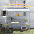 Load image into Gallery viewer, PawHut 79" Large Catio Outdoor Cat Enclosure, Galvanized Steel Outdoor Cat House with 420D Waterproof Canopy for 1-3 Large Cat, Walk-in Cat Cage with Sleeping Box, Jumping Platforms, Silver
