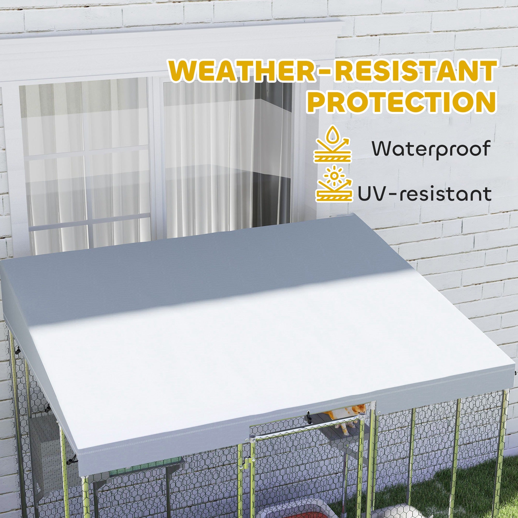 Catio Outdoor Cat Enclosure Large, 79" L Galvanized Steel Outdoor Cat House with 420D Waterproof Canopy, Multiple Platforms, Resting Condo, Lockable Door, for 1-3 Large Cats