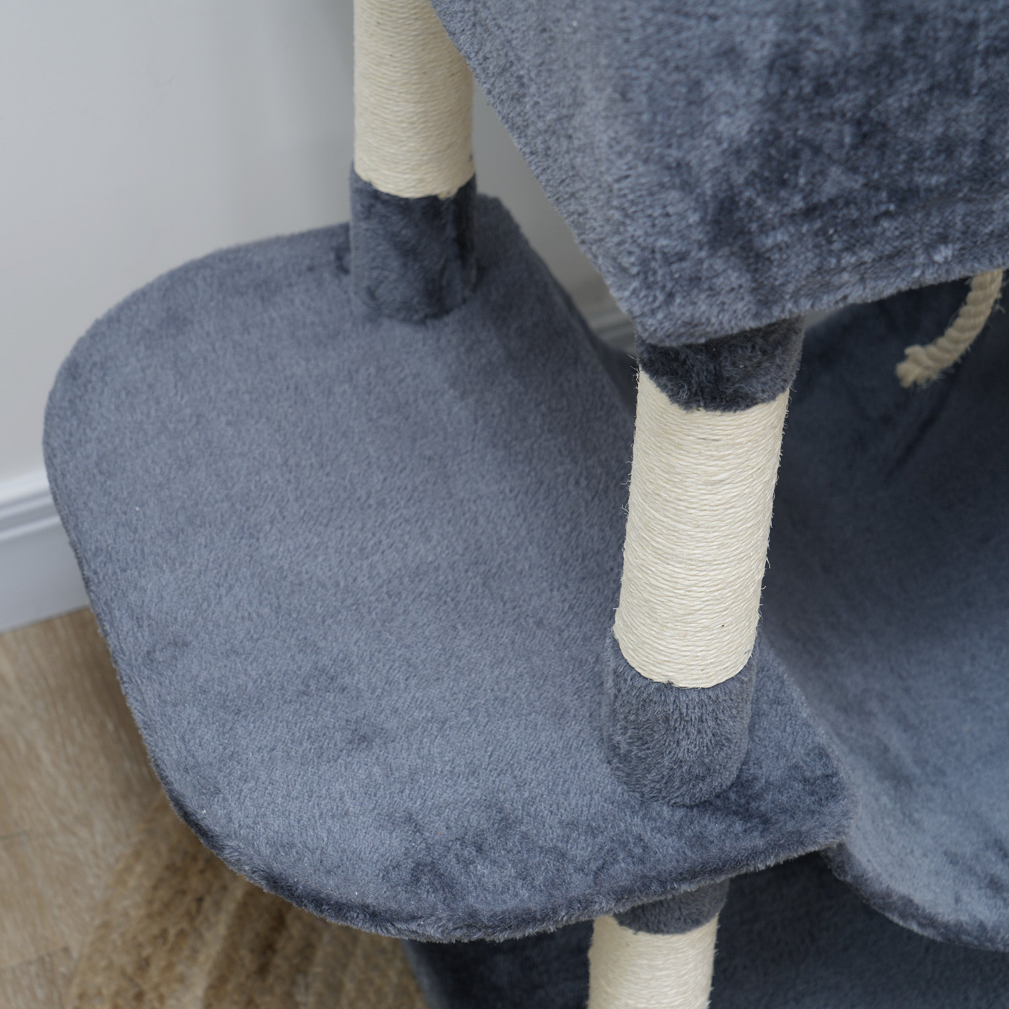 Cat Tree, 206cm Cat Tower with Sisal Scratching Posts and Board, Beds, Condos, Platforms, Hammocks, Toy Balls & Rope, Anti-Tip Kit, Kitten Activity Centre for Indoor, Dark Grey