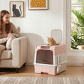 Load image into Gallery viewer, Cat litter Box with Lid, Enclosed Cat Litter Box with Pull-Out Drawer Tray, Scoop, 4 Deodorisation Bags, Front Entry & Top Exit, Privacy, Odour Control and Easy to Clean, Pink
