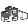 Charger l'image dans la visionneuse de la galerie, 79" Wooden Chicken Coop, Outdoor Hen House, Poultry Habitat with Removable Tray, Nesting Box, Run, Ramp, Grey
