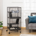 Load image into Gallery viewer, Small Animal Cage with Wheels Pet Home for Chinchillas Ferrets Kittens, with Hammock, 4 Platforms, Removable Tray, Silver
