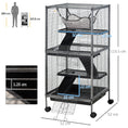 Load image into Gallery viewer, Small Animal Cage with Wheels Pet Home for Chinchillas Ferrets Kittens, with Hammock, 4 Platforms, Removable Tray, Silver
