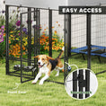 Load image into Gallery viewer, 8' x 4' x 6' Outdoor Dog Kennel, Welded Wire Dog Kennel Outside Run with 360° Rotating Bowls, Waterproof & UV Resistant Cover, for S&M&L Breeds, Chickens, Ducks, Sliver
